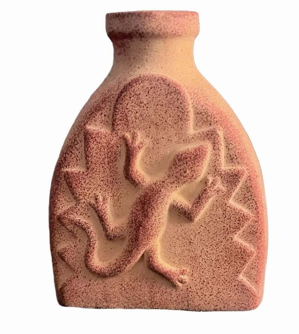 Vintage Southwestern Lizard Gecko Vase - Terracotta Speckled Boho Desert Decor